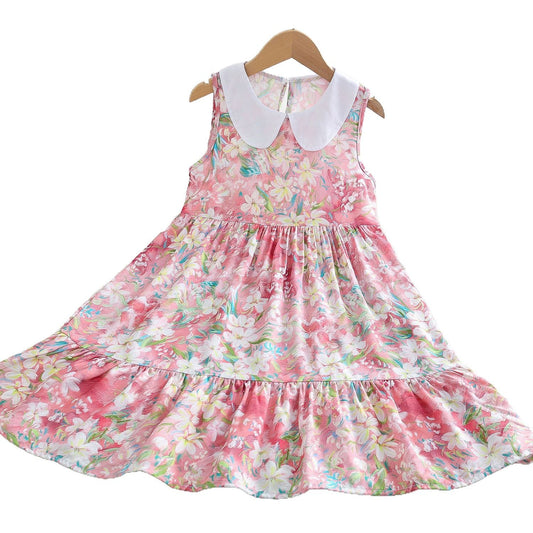 Children's Poplin Summer Artificial Cotton Skirt Medium Children's Dress