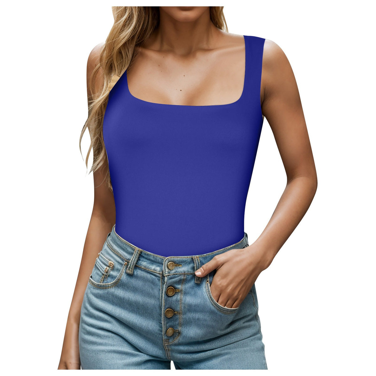 Women's Fashion Wear Solid Color Slim Fit Square Small Vest/suspenders/tube Top