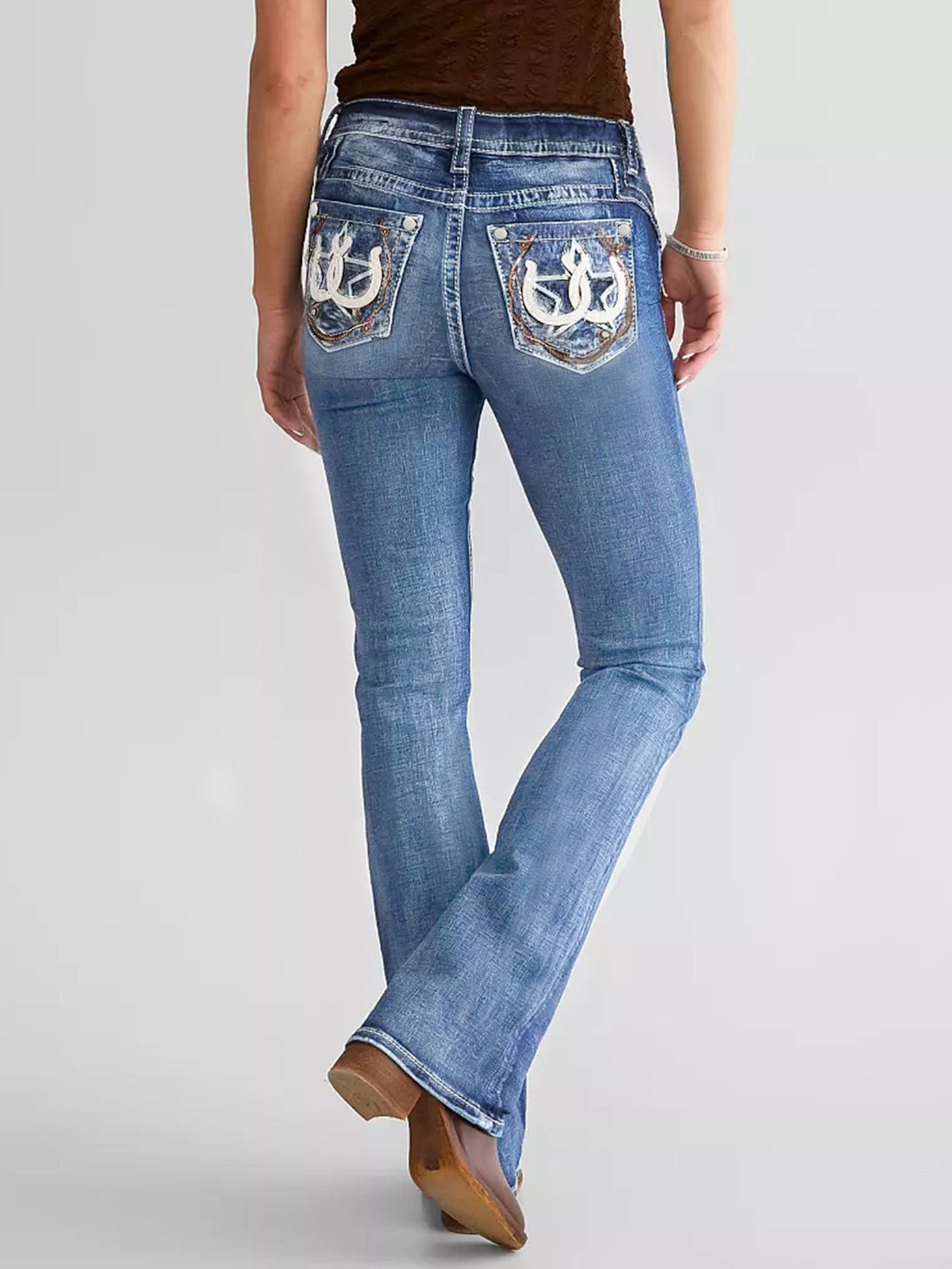 Women's Fashion Slim Fit Embroidered Denim Trousers Women's Jeans