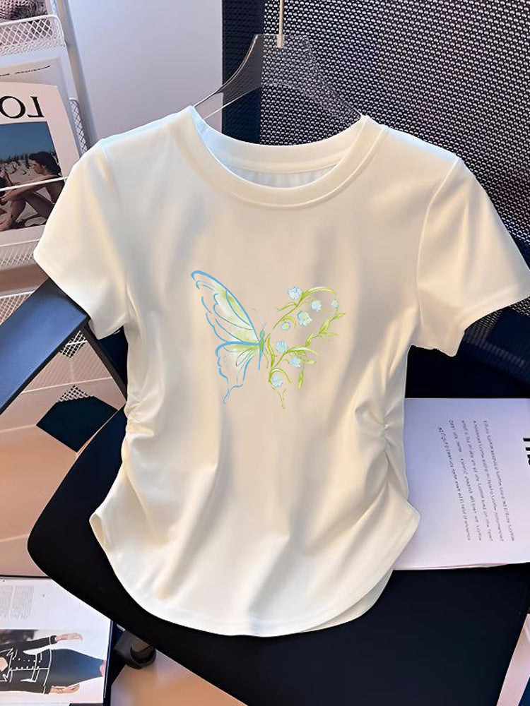 White Pure Cotton Short-sleeved Summer Korean Style Loose Middle Big Children's T-shirt
