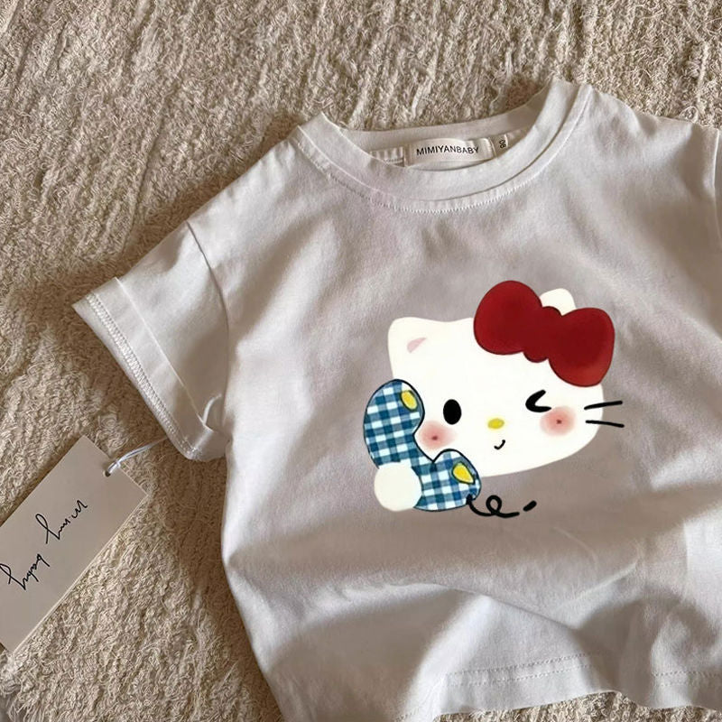 Cat Short-sleeved Summer Toddler Casual Trendy Half Sleeve Children's T-shirt