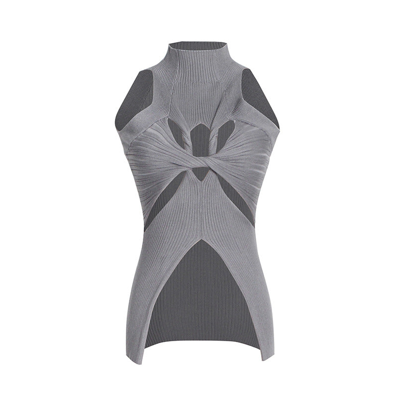 Women's Summer Turtleneck Sleeveless Irregular With Personality Small Vest/suspenders/tube Top