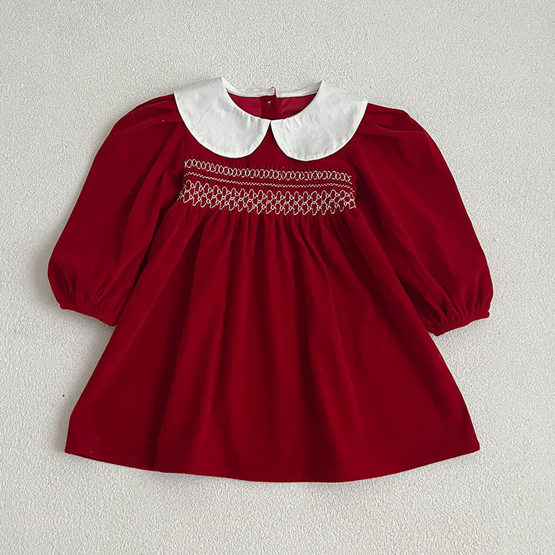 Collar Red Clothes For Babies Triangle Rompers Sisters Children's Dress