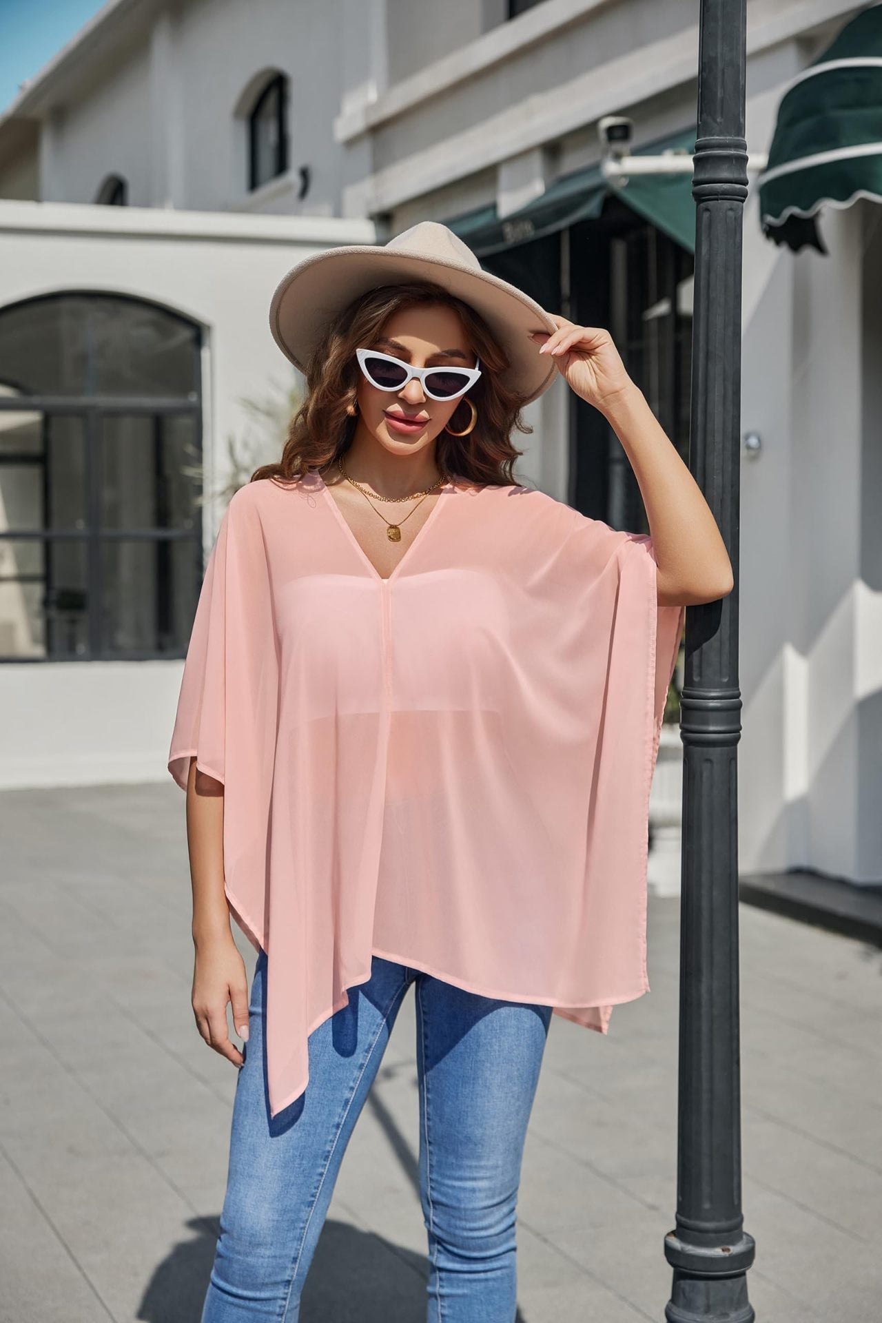Women's Batwing Sleeve Sun Protective Loose Slimming Tops