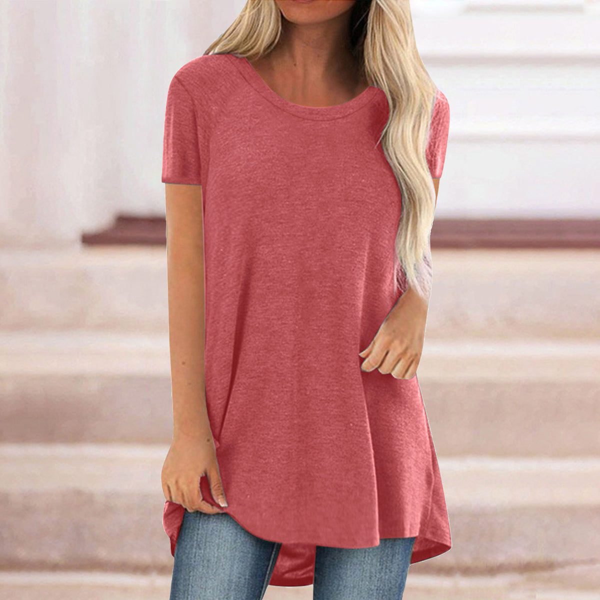 Women's Wear Casual Large Mid-length Round Neck Shorts