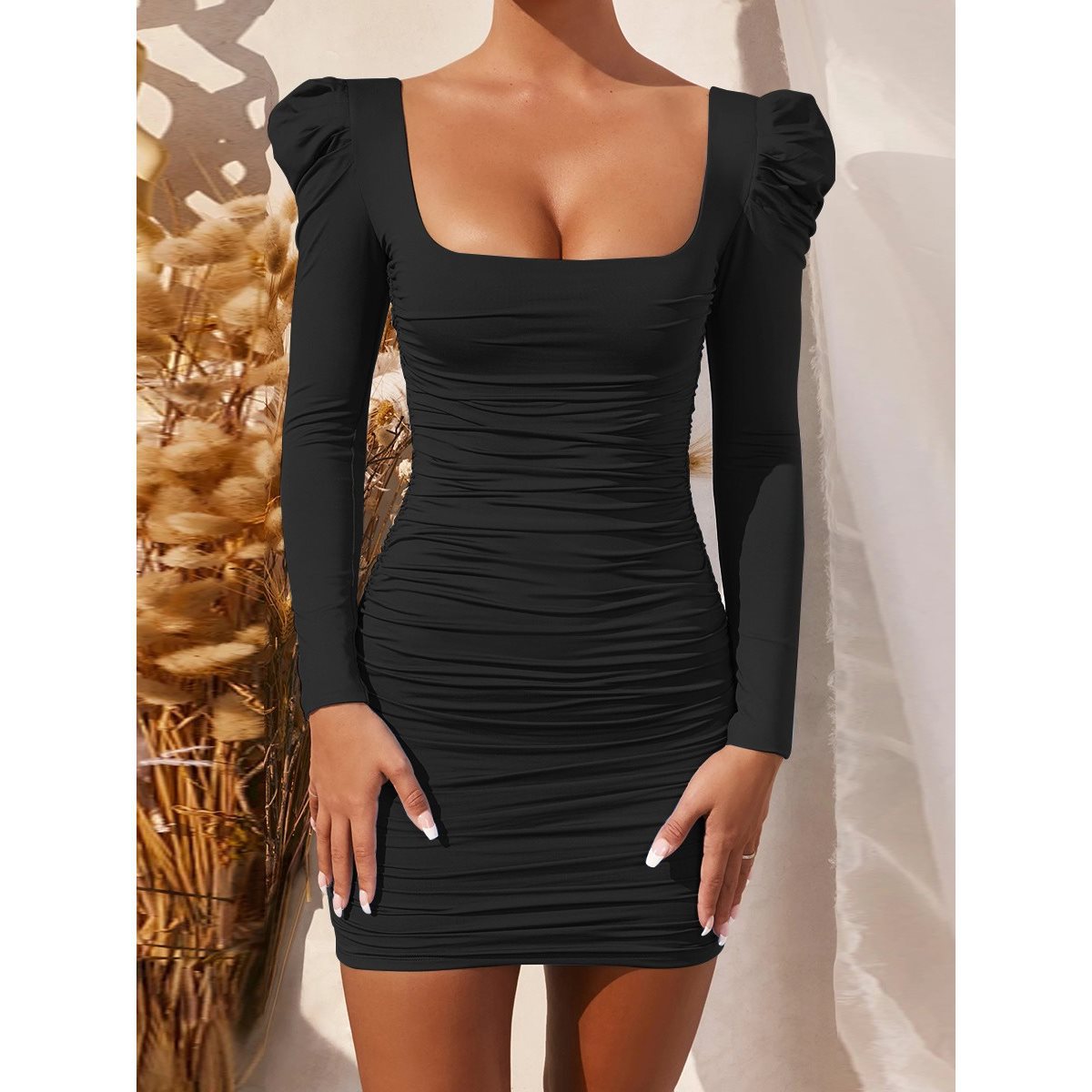 Womenswear Sexy Shoulder Spring Pile Style Long Sleeve Dress Women's T-shirt