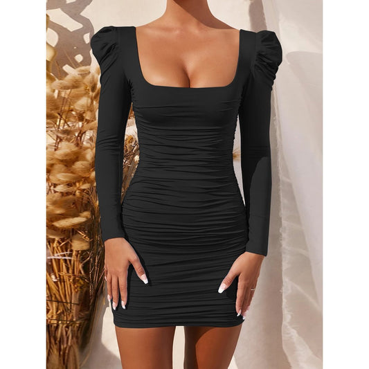 Womenswear Sexy Shoulder Spring Pile Style Long Sleeve Dress Women's T-shirt
