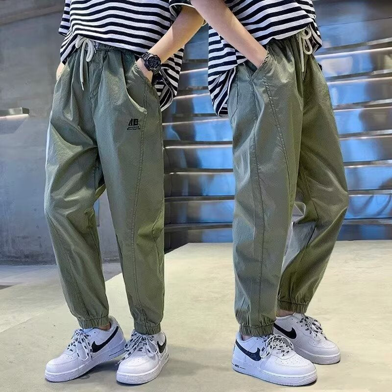 Cotton For Middle Big Thin Trousers Korean Style Handsome Anti Children's Pants