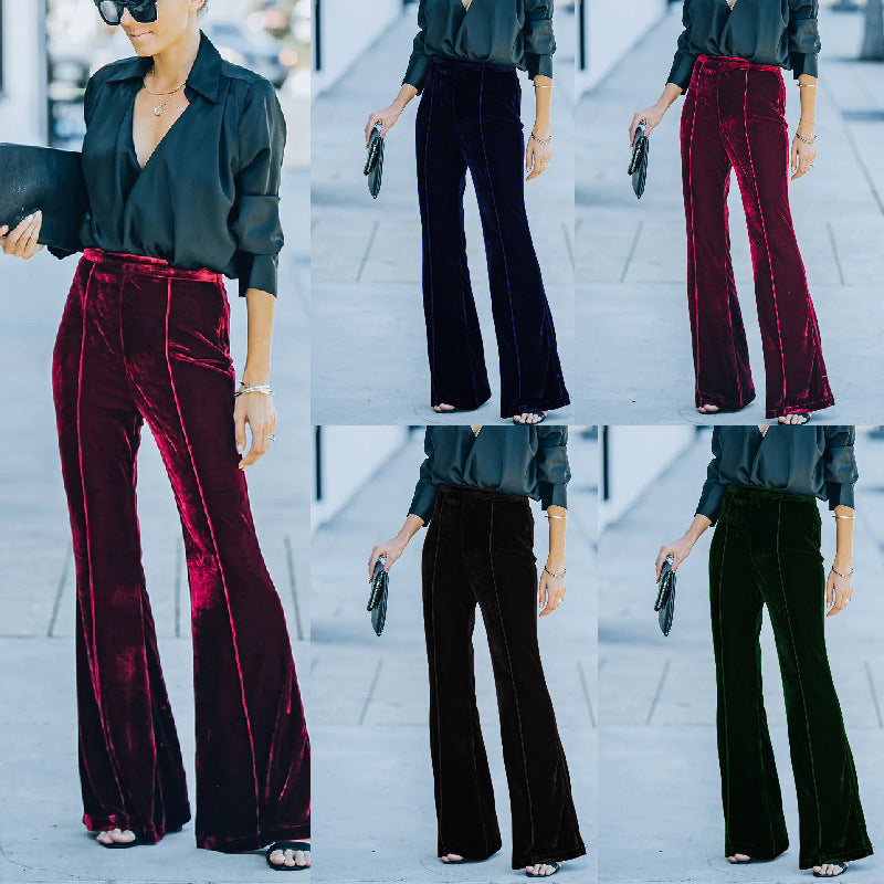 Women's Gold Veet Trousers High Waist Casual Pants