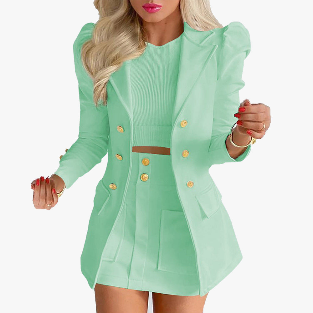 Glamorous Women's Printed Princess Sleeves Commute Fashion Casual Suit
