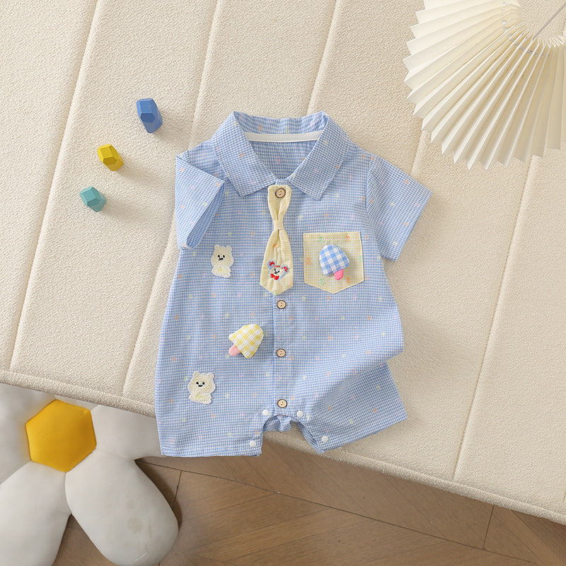 Summer Korean Style Romper Tie Bear Reverse Jumpsuit, Climbing Suit