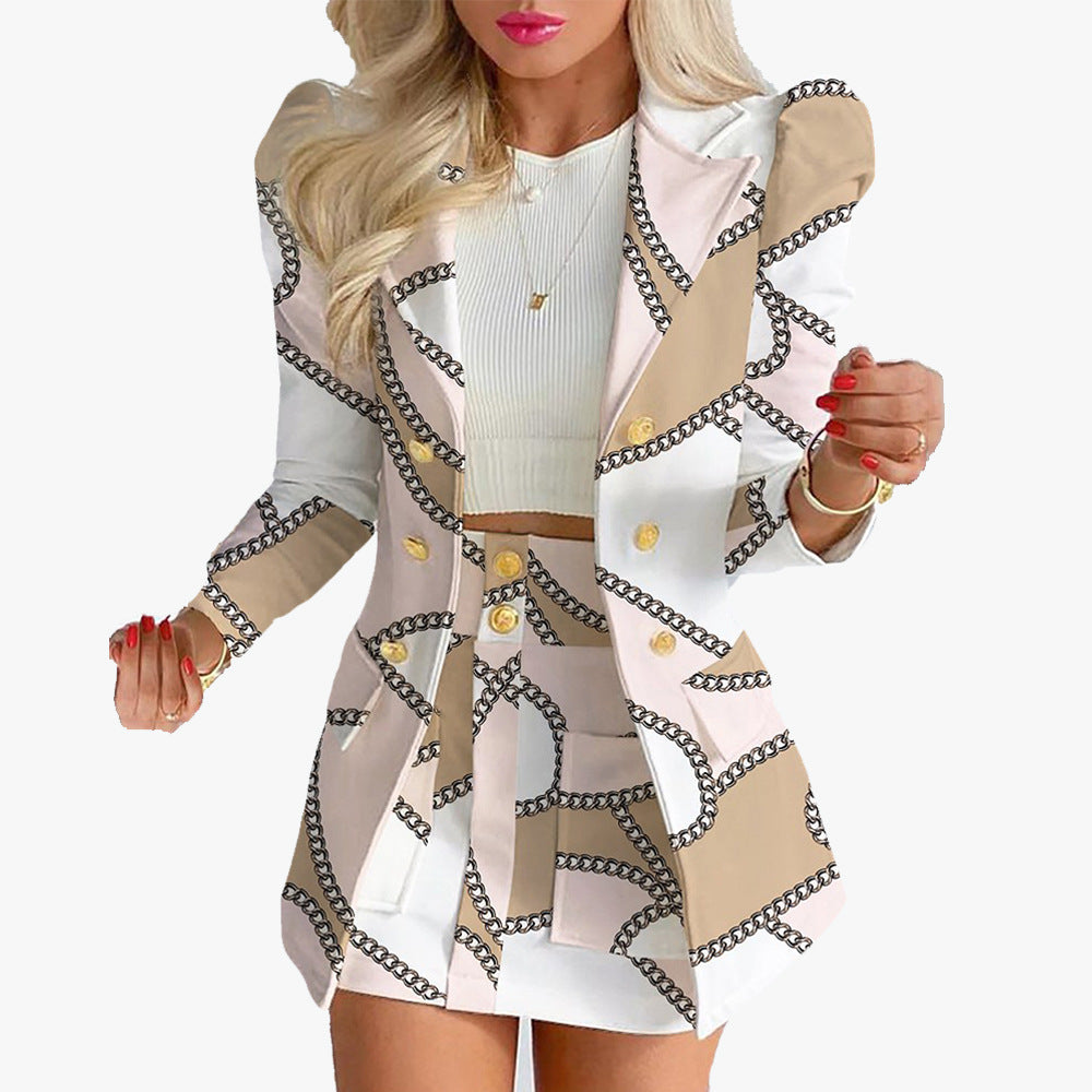 Women's Temperament Commute Printing Long Sleeve Suits