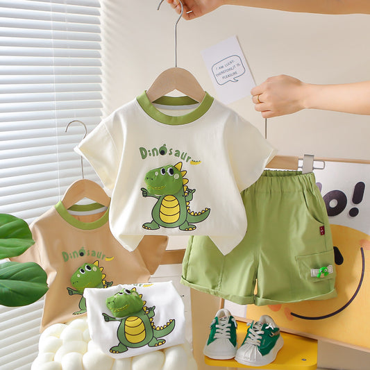 Children's Korean Style Clothing Boys Summer Dinosaur Short Sleeve Boy Children's Suit