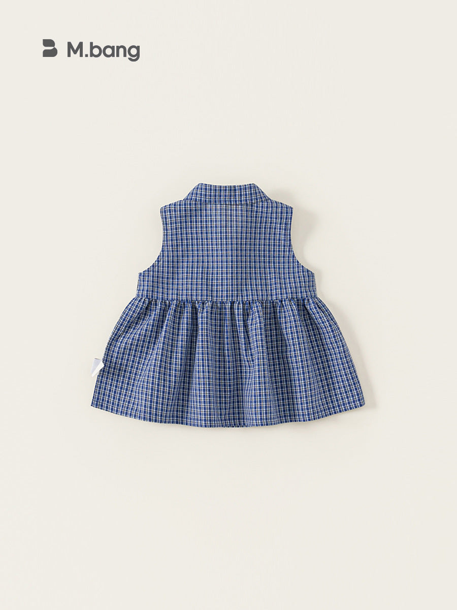 Children's Clothing Shirt Summer Lapel Plaid Sleeveless Fashionable Stylish Children's Dress