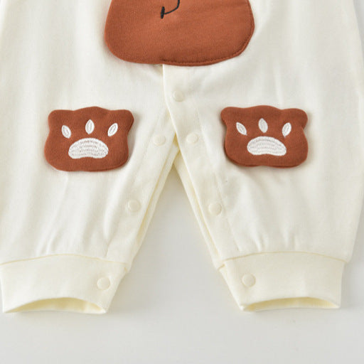 Strap Striped Jumpsuit Bear Fake Two-piece Embroidery Cute Jumpsuit, Climbing Suit