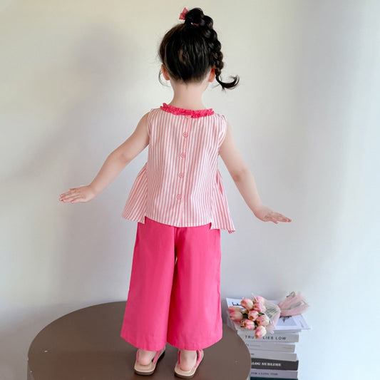 Sweet Set Summer Lace Collar Vest Children's Suit
