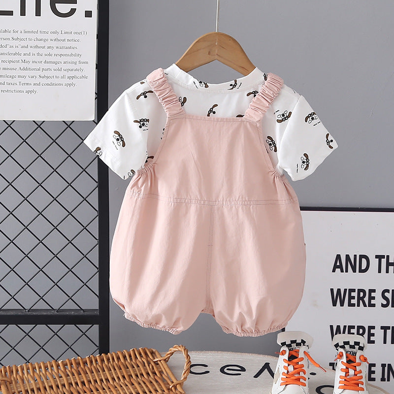 Suits Cute Clothes Western Style Puppy Suspender Pants Children's Suit