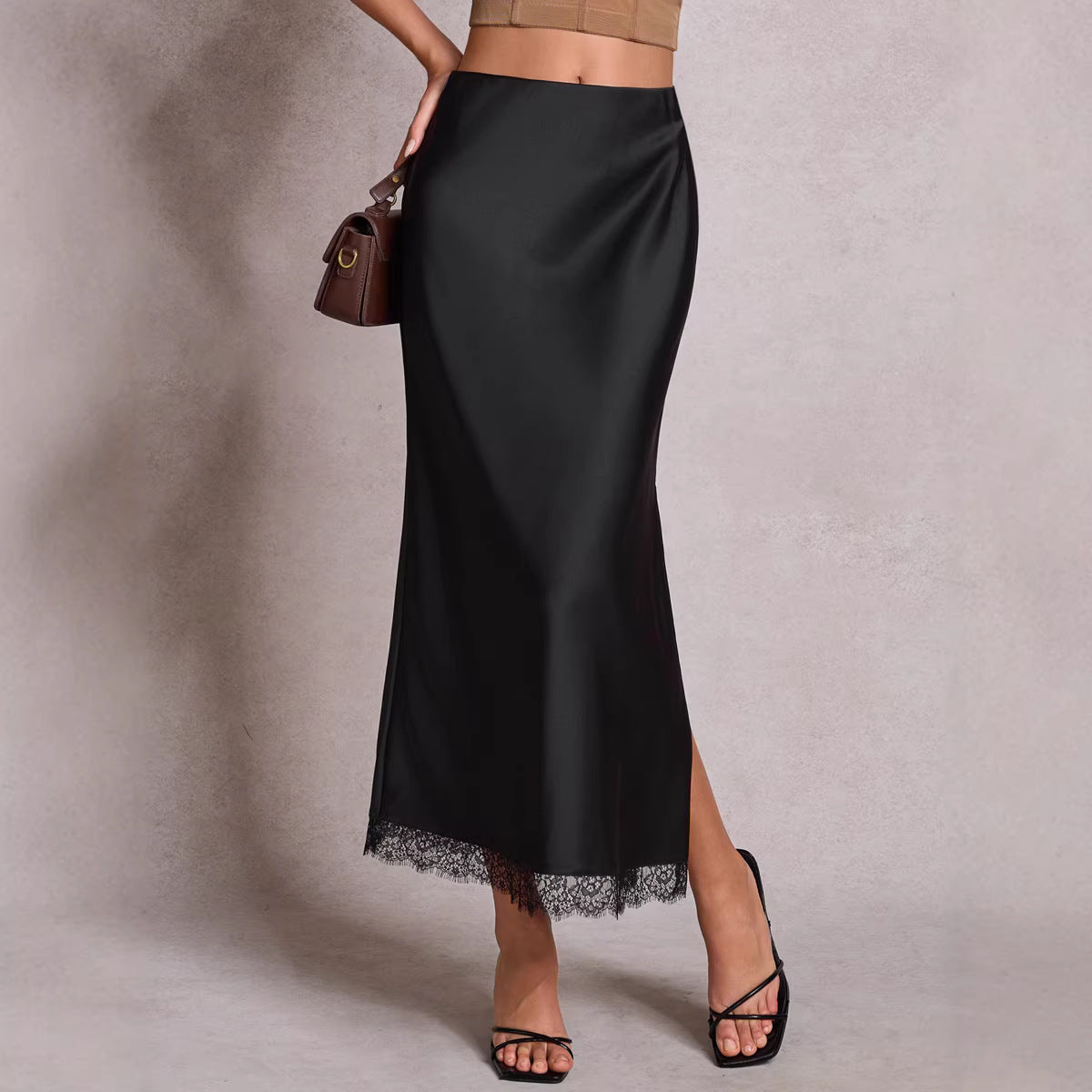 Women's Lace Split High Waist Elastic Sexy Sheath Skirt