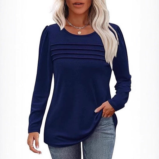 Women's Elegant Fashion Casual Long Sleeve Peplum Large Size T-shirt