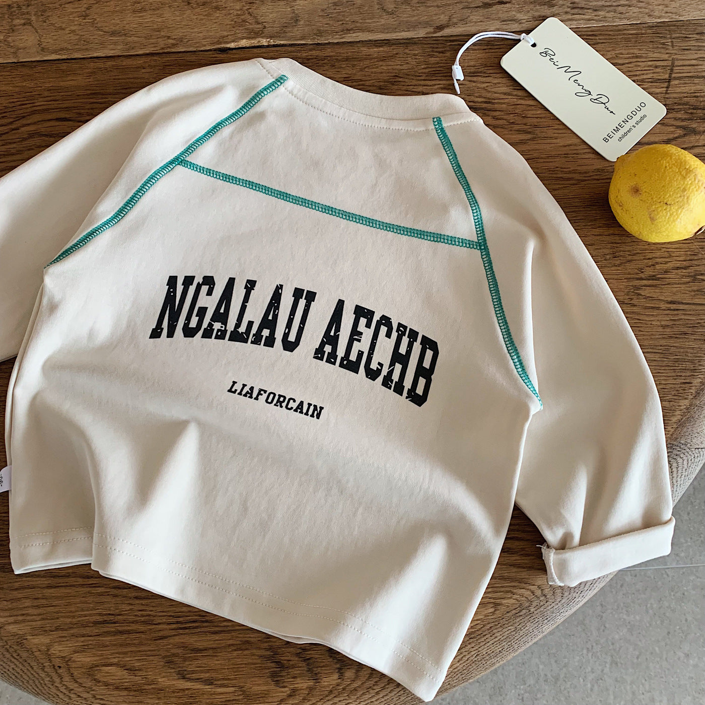 Children's Long-sleeved Raglan Sleeve Spring Stitching Antibacterial Stretch Soft Children's T-shirt