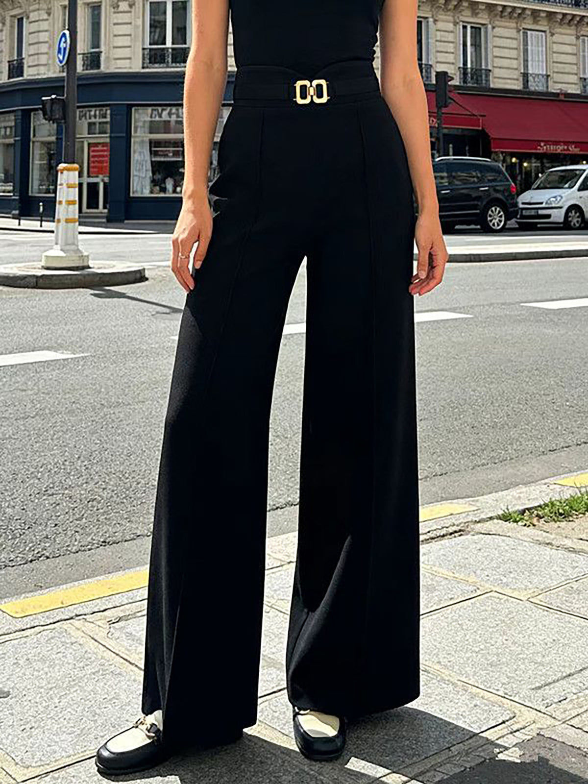 High Waist Lady Temperamental Draping Professional Commute Style Wide Casual Pants
