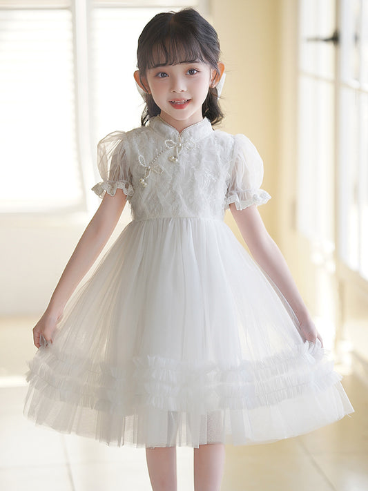 Children's Cheongsam Summer White Chinese Style Princess Children's Dress