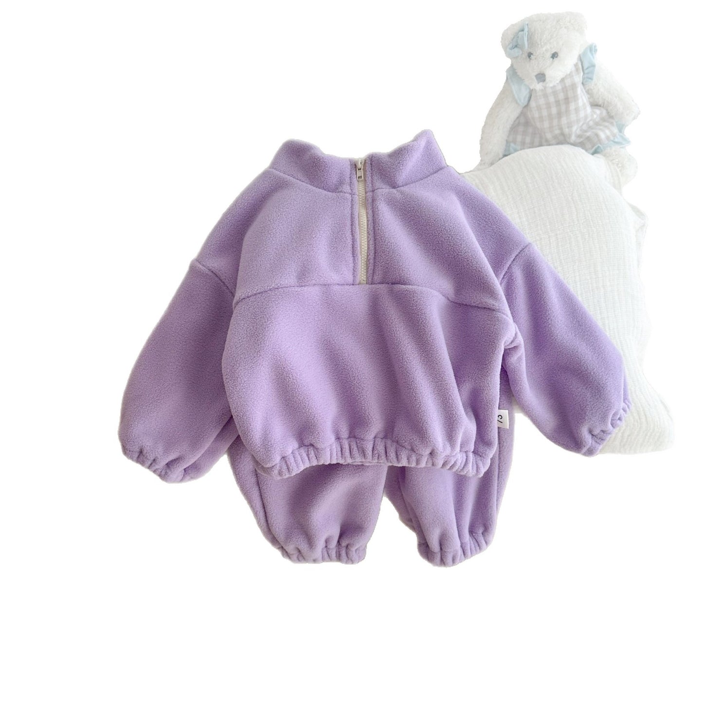 Korean Double-sided Fleece Sports Fleece-lined Twinset Children's Suit