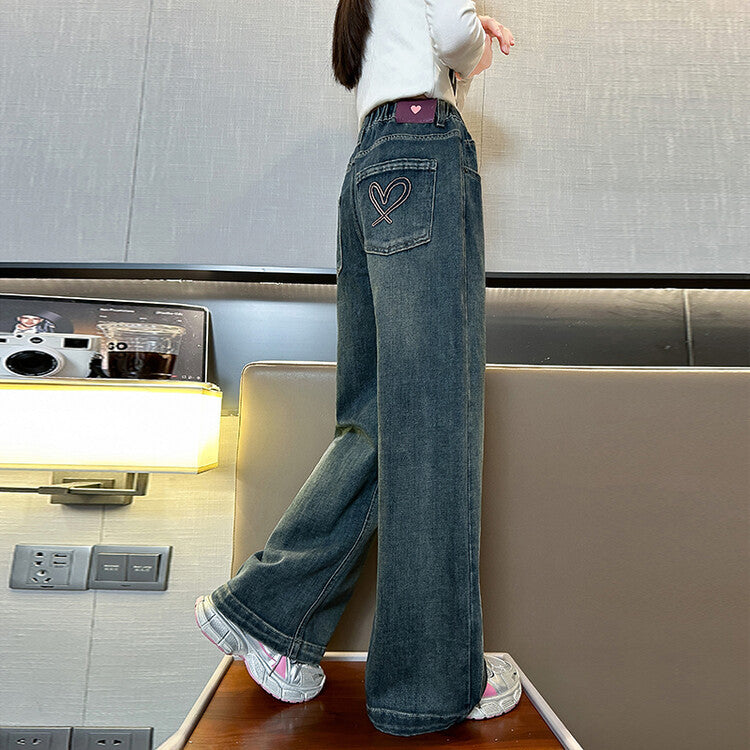 Children's Jeans Baggy Straight Trousers Medium Large Children's Pants