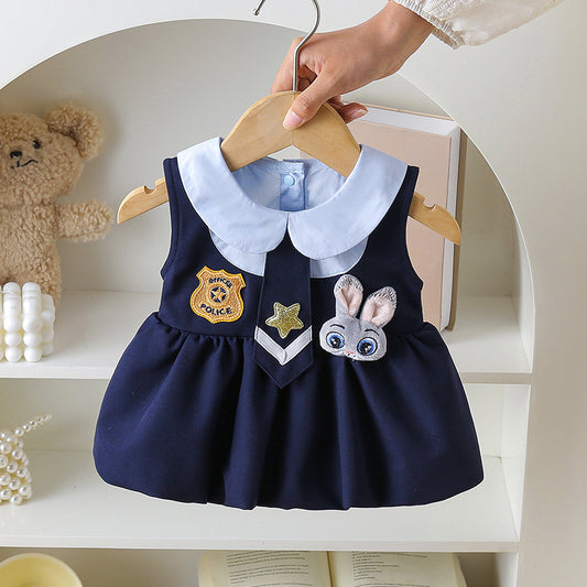 Western Style Jumpsuit Super Cute Sleeveless Rabbit Police Officer Lantern Jumpsuit, Climbing Suit