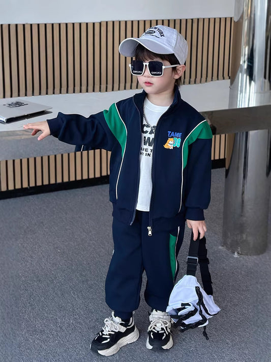 Children's Ruffle Handsome Autumn Clothes Leisure Sports Children's Suit