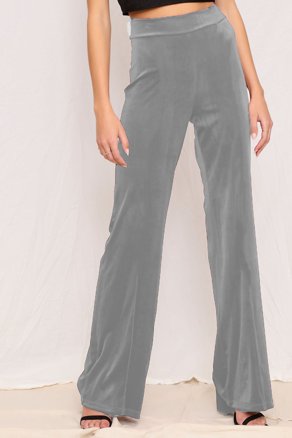 Women's Fashion Solid Color High Waist Trousers With Clothing