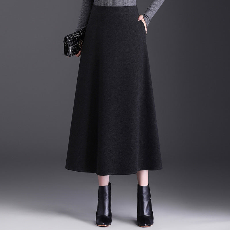 Winter A- Line Temperament Long Dress Cover Slim Umbrella Skirts