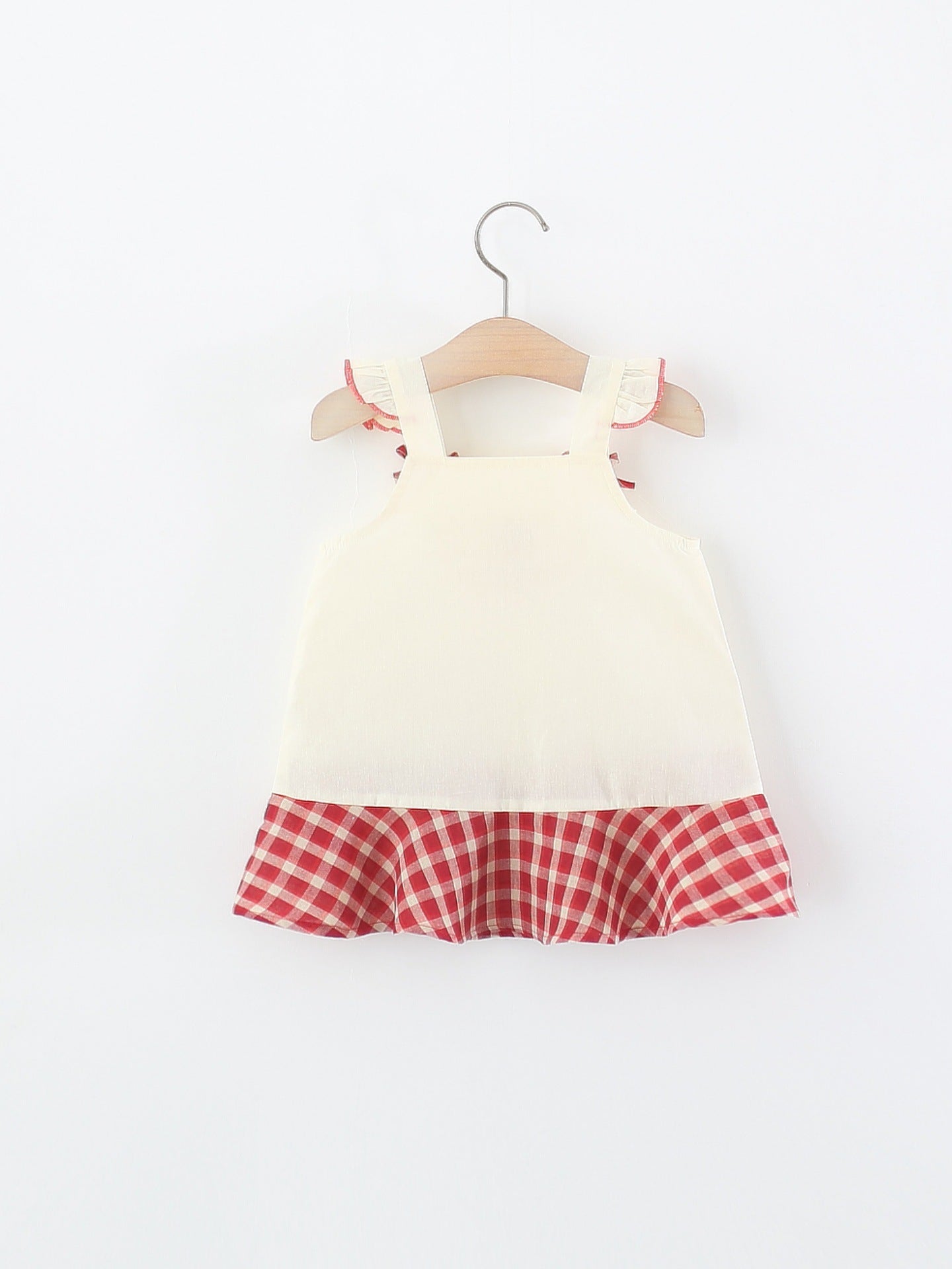 Children's Summer Sweet Cute Cartoon Strawberry Plaid Princess Children's Dress