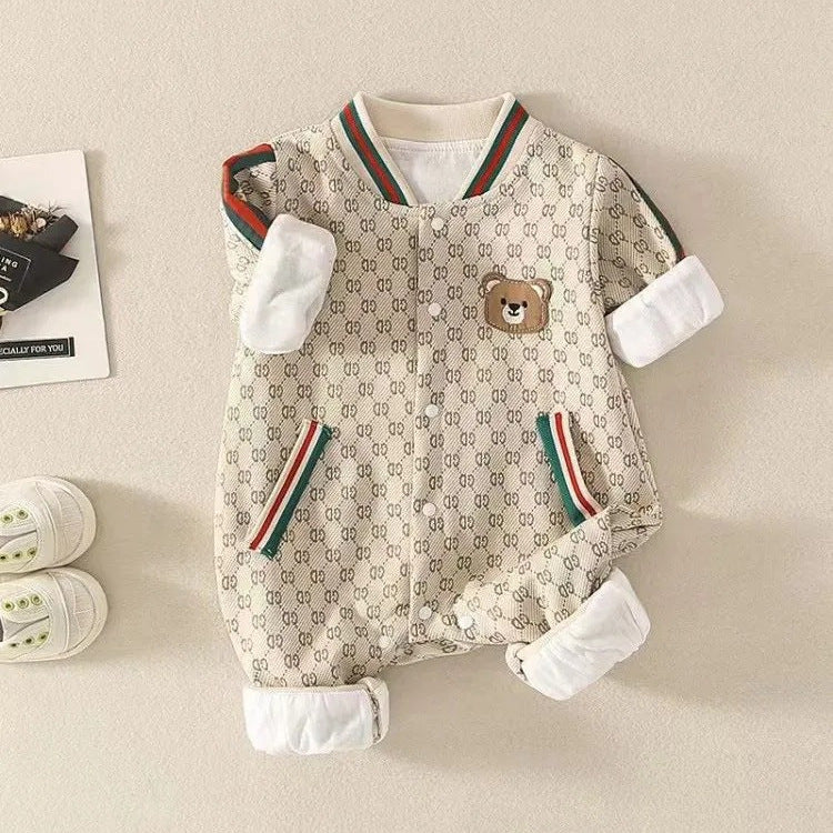 Trendy Plaid Male Female Bear Western Jumpsuit, Climbing Suit