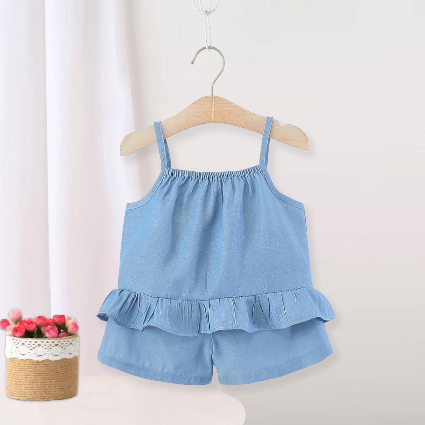 Children's Korean Mushroom Vest Fashion Suspender Shorts Two-piece Children's Suit