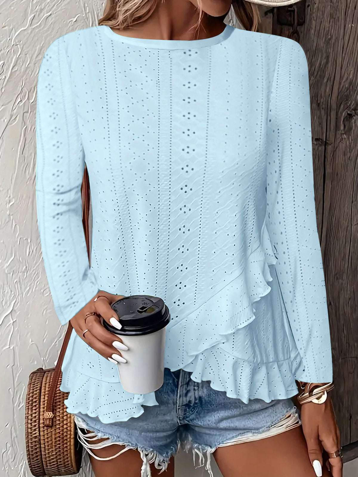 Women's Fashion Casual Solid Color Long Sleeve Women's T-shirt