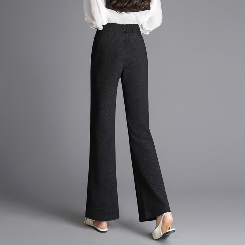 Women's Black Fashion High Waist Slimming Narrow Straight Casual Pants