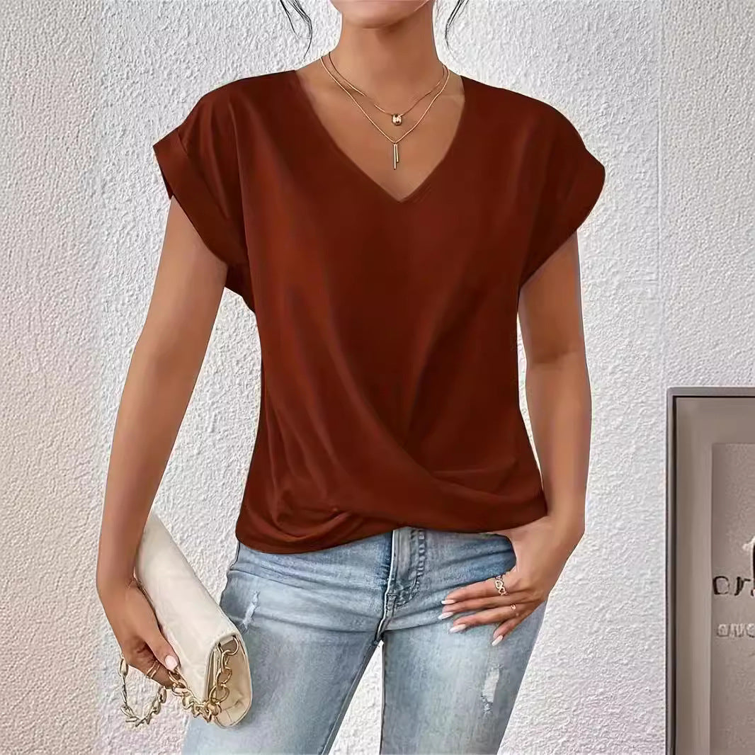 Popular Women's Solid Color Elegant Sleeve Women's T-shirt