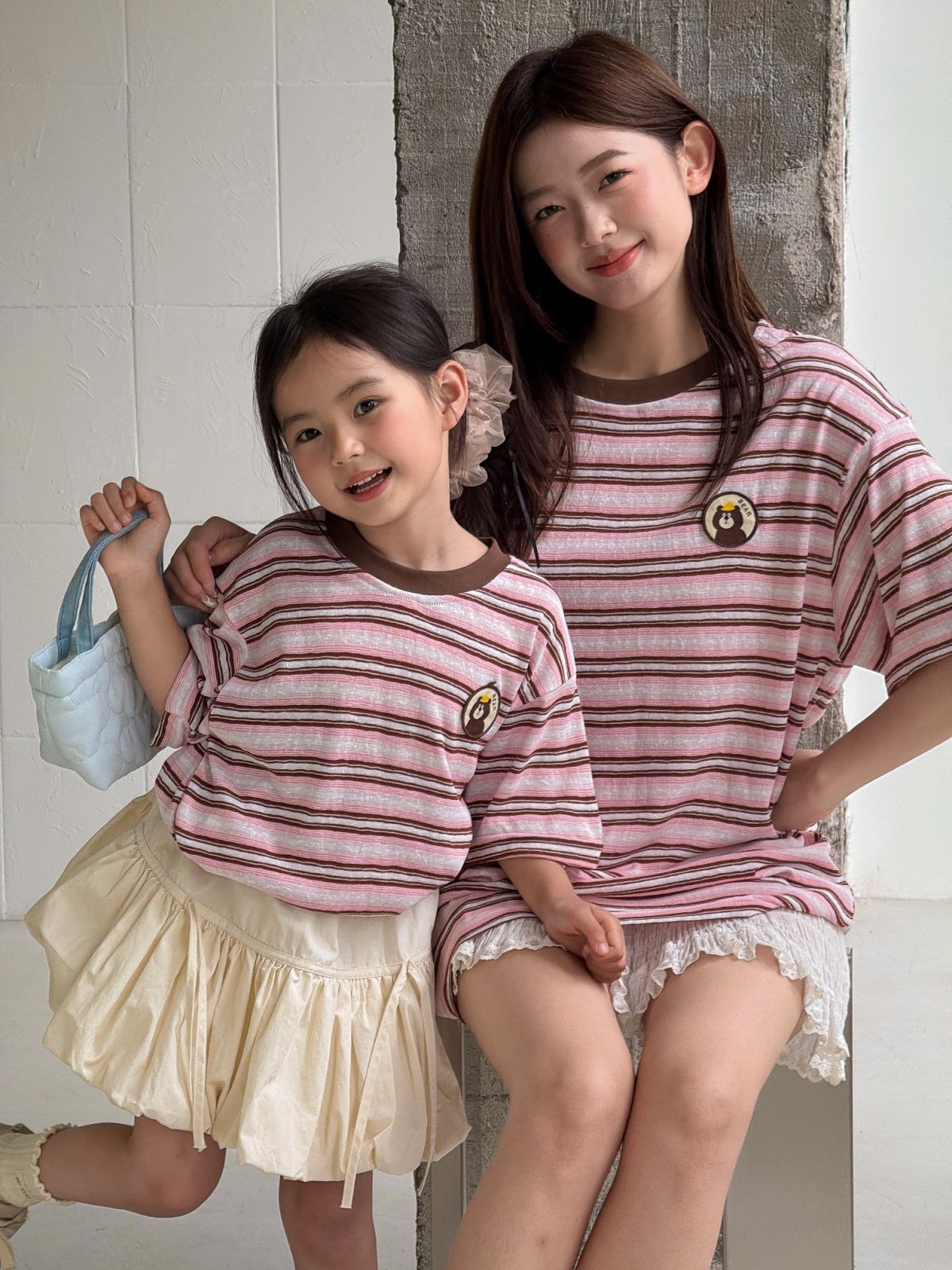 Matching Family Four Round Neck Striped Parent-child Outfit