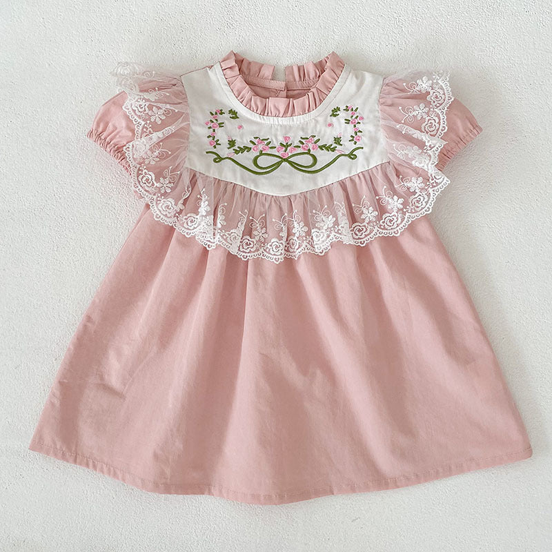 Children's Summer Embroidered Lace Skirt Romper Sisters Children's Dress