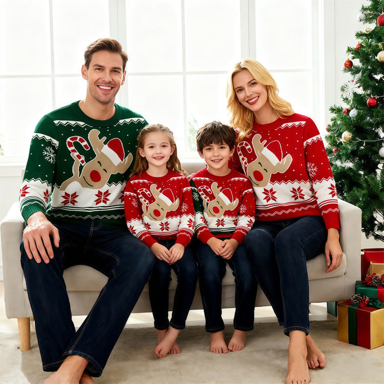 Christmas Sweater Elk Jacquard Family Pullover Parent-child Outfit