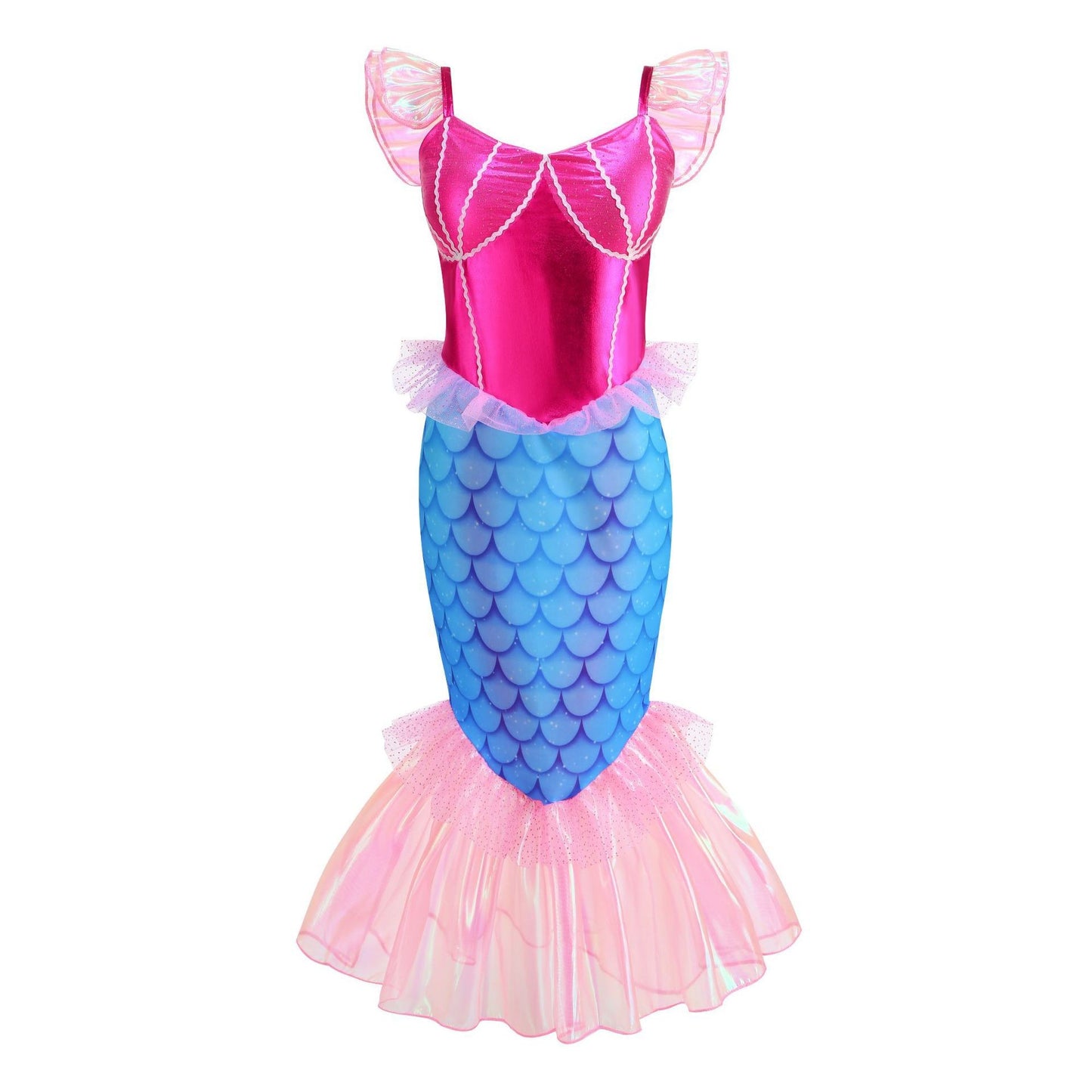 Children's Mermaid Princess Sequined Fishtail Performance With Suspenders Children's Dress