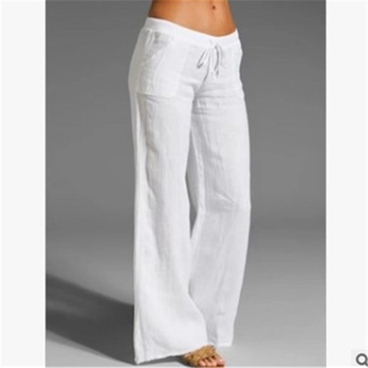 Women's High Waist Wide Leg Cotton Linen Casual Pants