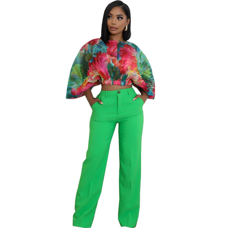 Women's Design Casual Printed Fashion Wear Batwing Tops