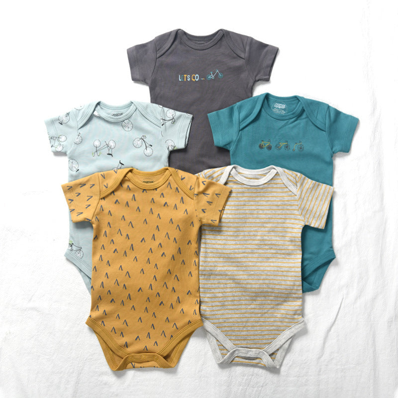 Class Jumpsuit Pure Cotton Summer Short-sleeved Clothes Born Thin Jumpsuit, Climbing Suit