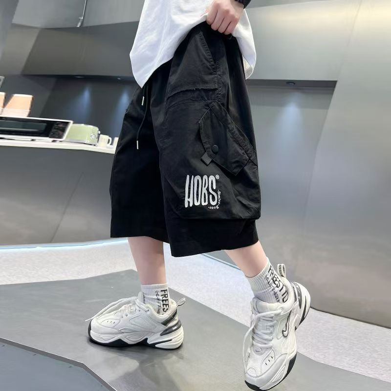 Children's Medium Big Casual Korean Style Cropped Clothing Work Clothes Middle Children's Pants