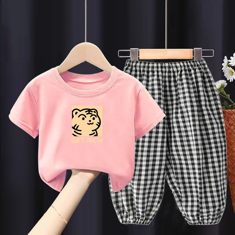 Children's Clothes Two-piece Casual Short-sleeved T-shirt Trousers Children's Suit