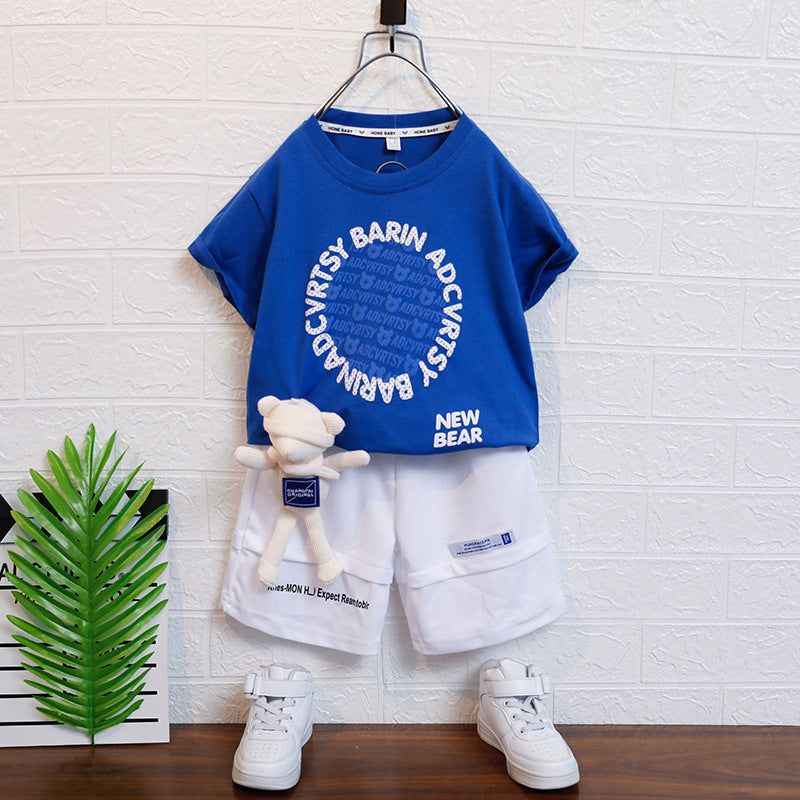 Children's Ocean Handsome Fashionable Trendy Short-sleeved Fried Street Children's Suit