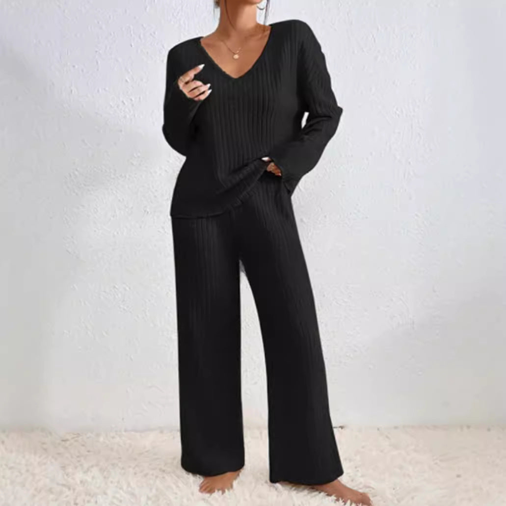Women's Collar Loose Sunken Stripe Brushed Long Fashion Casual Suit