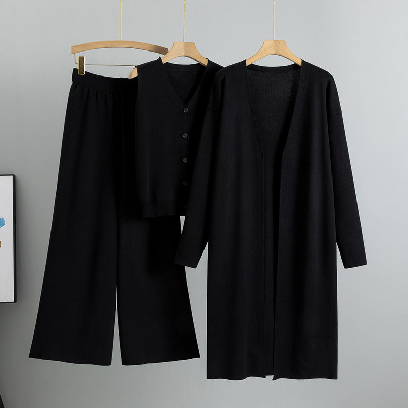 Graceful Elegant Knitting Sleeveless Three-piece Set Sweaters